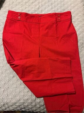 Women's Red Slim Ankle Pants